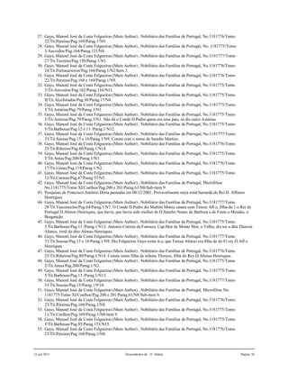 25 jun 2015 Descendentes de D. Aldara Página 38
27. Gayo, Manoel José da Costa Felgueiras (Main Author) , Nobiliário das Famílias de Portugal, No.1181776/Tomo
22/Tit.Pereiras/Pag.169/Parag.1/N9.
28. Gayo, Manoel José da Costa Felgueiras (Main Author) , Nobiliário das Famílias de Portugal, No. 1181775/Tomo
3/Azevedos/Pag.164/Parag.121/N8.
29. Gayo, Manoel José da Costa Felgueiras (Main Author) , Nobiliário das Famílias de Portugal, No.1181777/Tomo
27/Tit.Taveiras/Pag.150/Parag.1/N1.
30. Gayo, Manoel José da Costa Felgueiras (Main Author) , Nobiliário das Famílias de Portugal, No.1181776/Tomo
24/Tit.Portocarreiros/Pag.166/Parag.1/N2/Item 3.
31. Gayo, Manoel José da Costa Felgueiras (Main Author) , Nobiliário das Famílias de Portugal, No.1181776/Tomo
22/Tit.Pereiras/Pag.168 e 169/Parag.1/N9.
32. Gayo, Manoel José da Costa Felgueiras (Main Author) , Nobiliário das Famílias de Portugal, No.1181775/Tomo
3/Tit.Azevedos/Pag.162/Parag.116/N11.
33. Gayo, Manoel José da Costa Felgueiras (Main Author) , Nobiliário das Famílias de Portugal, No.1181775/Tomo
II/Tit.Alcoforados/Pag.30/Parag.17/N4.
34. Gayo, Manoel José da Costa Felgueiras (Main Author) , Nobiliário das Famílias de Portugal, No.1181775/Tomo
3/Tit.Astúrias/Pag.79/Parag.3/N1.
35. Gayo, Manoel José da Costa Felgueiras (Main Author) , Nobiliário das Famílias de Portugal, No.1181775/Tomo
3/Tit.Astúrias/Pag.79/Parag.3/N1. Não dá o Conde D.Pedro quem era seus pais, só dis outro Astúrias.
36. Gayo, Manoel José da Costa Felgueiras (Main Author) , Nobiliário das Famílias de Portugal, No.1181775/Tomo
5/Tit.Barbosas/Pag.12 e 13 /Parag.1/N12.
37. Gayo, Manoel José da Costa Felgueiras (Main Author) , Nobiliário das Famílias de Portugal, No.1181777/Tomo
33/Tit.Souzas/Pag.15 e 16/Parag.1/N9. Consta com o nome de Sancho Martins.
38. Gayo, Manoel José da Costa Felgueiras (Main Author) , Nobiliário das Famílias de Portugal, No.1181776/Tomo
25/Tit.Ribeiros/Pag.80/Parag.1/N14.
39. Gayo, Manoel José da Costa Felgueiras (Main Author) , Nobiliário das Famílias de Portugal, No.1181775/Tomo
2/Tit.Antas/Pag.200/Parag.1/N3.
40. Gayo, Manoel José da Costa Felgueiras (Main Author) , Nobiliário das Famílias de Portugal, No.1181776/Tomo
17/Tit.Limas/Pag.119/Parag.1/N2.
41. Gayo, Manoel José da Costa Felgueiras (Main Author) , Nobiliário das Famílias de Portugal, No.1181775/Tomo
12/Tit.Correas/Pag.47/Parag.57/N5.
42. Gayo, Manoel José da Costa Felgueiras (Main Author) , Nobiliário das Famílias de Portugal, Microfilme
No.1181775/Tomo XI/Coelhos/Pag.200 e 201/Parag.61/N8/Sub-item 9.
43. Pesquisas de Francisco Antônio Dória passadas em 08/12/2001. Provavelmente meia irmã bastarda do Rei D. Affonso
Henriques.
44. Gayo, Manoel José da Costa Felgueiras (Main Author) , Nobiliário das Famílias de Portugal, No.1181777/Tomo
28/Tit.Vasconcelos/Pag.64/Parag.1/N7. O Conde D.Pedro diz Martim Moniz casara com Tereza Aff.o, filha do 1.o Rei de
Portugal D.Afonso Henriques, que havia, que havia sido mulher de D.Sancho Nunes de Barboza e de Franc.o Mendes, o
Braganção.
45. Gayo, Manoel José da Costa Felgueiras (Main Author) , Nobiliário das Famílias de Portugal, No.1181775/Tomo
5/Tit.Barbosas/Pag.13 /Parag.1/N13. Antonio Correia da Fonseca, Cap.Mor de Monte Mor, o Velho, diz ser a dita Thereza
Afonso, irmã do dito Afonso Henriques.
46. Gayo, Manoel José da Costa Felgueiras (Main Author) , Nobiliário das Famílias de Portugal, No.1181777/Tomo
33/Tit.Souzas/Pag.15 e 16/Parag.1/N9. Diz Felgueiras Gayo neste tt.o, que Teresa Afonso era filha de do El rey D.Aff.o
Henriques.
47. Gayo, Manoel José da Costa Felgueiras (Main Author) , Nobiliário das Famílias de Portugal, No.1181776/Tomo
25/Tit.Ribeiros/Pag.80/Parag.1/N14. Consta como filha da infanta Thereza, filha do Rey D.Afonso Henriques.
48. Gayo, Manoel José da Costa Felgueiras (Main Author) , Nobiliário das Famílias de Portugal, No.1181775/Tomo
2/Tit.Antas/Pag.200/Parag.1/N3.
49. Gayo, Manoel José da Costa Felgueiras (Main Author) , Nobiliário das Famílias de Portugal, No.1181775/Tomo
5/Tit.Barbosas/Pag.13 /Parag.1/N13.
50. Gayo, Manoel José da Costa Felgueiras (Main Author) , Nobiliário das Famílias de Portugal, No.1181777/Tomo
33/Tit.Souzas/Pag.15/Parag.1/9/10.
51. Gayo, Manoel José da Costa Felgueiras (Main Author) , Nobiliário das Famílias de Portugal, Microfilme No.
1181775/Tomo XI/Coelhos/Pag.200 e 201/Parag.61/N8/Sub-item 9.
52. Gayo, Manoel José da Costa Felgueiras (Main Author) , Nobiliário das Famílias de Portugal, No.1181776/Tomo
23/Tit.Pereiras/Pag.168/Parag.1/N8.
53. Gayo, Manoel José da Costa Felgueiras (Main Author) , Nobiliário das Famílias de Portugal, No.1181775/Tomo
11/Tit.Coelhos/Pag.169/Parag.1/N8/item 9.
54. Gayo, Manoel José da Costa Felgueiras (Main Author) , Nobiliário das Famílias de Portugal, No.1181775/Tomo
5/Tit.Barbosas/Pag.85/Parag.153/N13.
55. Gayo, Manoel José da Costa Felgueiras (Main Author) , Nobiliário das Famílias de Portugal, No.1181776/Tomo
23/Tit.Pereiras/Pag.168/Parag.1/N8.
 
