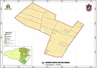 CAMINO
ALONQUEN
LAUTARO
MICHIMALONGO
LOS TALAVERAS
CAUPOLICAN
HUSARES DE LA MUERTE
GRANADEROS DE SAN MARTIN
ARM
ANDO
CO
NCHA
PUERTA DEL VIENTO
EL PARQUE
GRACIELA LETELIER DE IBAÑEZ
CAM
INO
A
M
ELIPILLA
CAMINO INT
JORGEANDRESGUERRAJORGEANDRESGUERRA
333000
333000
333750
333750
334500
334500
335250
335250
336000
336000
336750
336750
337500
337500
6284250
6284250
6285000
6285000
6285750
6285750
6286500
6286500
RINCONADA RURAL
LA FARFANA
INDUSTRIAL
PEHUEN
LOSBOSQUINOS
LONGIT
UDIN
AL
LOS
HEROES
SANTA
ANA
DE
CHENA
MAIPUCENTRO
LO
ERRAZURIZ
CLOTARIOBLEST
TEMPLOVOTIVO
EL ABRAZO
DE
MAIPU
SOLPONIENTE
CIU
DAD
SATELIT
E
PORTAL DEL SOL
RIESCO-CENTRAL
PAJARITOSSUR
HOSPITAL-CAMPOS DE BATALLA
ESQUINA BLANCA - CUATRO ALAMOS
PARQUE TRES PONIENTE
BARRIO SANTA ANA DE CHENA
µ0 200 400 600 800100
Metros
SEDES SOCIAL
SIMBOLOGIA
MULTICANCHAS
DOMINIO
Areas Verdes > a 500 m2
Limite Barrial
Limite Sectores Barriales
Predios
AREA VERDE
DOMINIO