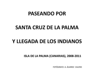 PASEANDO POR
SANTA CRUZ DE LA PALMA
Y LLEGADA DE LOS INDIANOS
ISLA DE LA PALMA (CANARIAS), 2008-2011
FOTÓGRAFO: A. ÁLVAREZ CALERO
 
