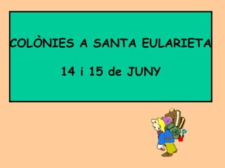 COLÒNIES A SANTA EULARIETA
14 i 15 de JUNY
 