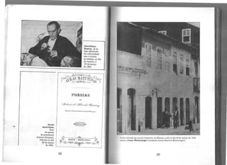 Auras
matutinas,
livro
de poesia
do penedense
Antonio Romariz,
falecido no dia
28 de mar~
de 1883.
38
Graclliano
Ramos, jána
fase adiantada
da enfermidade
que o levaria
ao túmulo, no Rio
de Janeiro, a
20demar~
de 1953.
Velho sobrado da rua do Comércio, de Maceió, onde no dia 29 de março de 1843
nnsceu Jonas Montenegro (Joaquim Jonas Bezerra Montenegro).
39
 