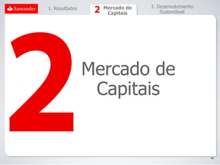 1. Resultados     Mercado de   3. Desenvolvimento
                   Capitais        Sustentável




                Mercado de
                 Capitais


                                                    42
 