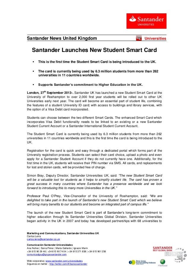 Santander Launches New Student Smart Card