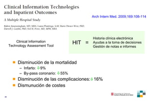 <ul><li>Disminución de la mortalidad </li></ul><ul><ul><li>Infarto:   9% </li></ul></ul><ul><ul><li>By-pass coronario:  ...