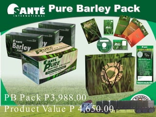 Pure Barley Pack




P B P a c k P 3,988.00
P ro d u c t Va lu e P 4,650.00
 