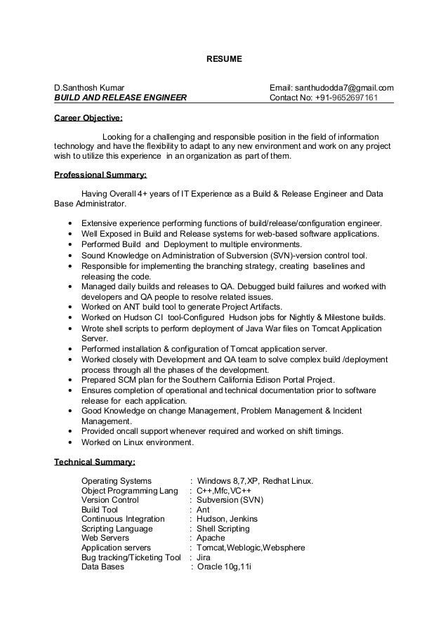 resume dsanthosh kumar email santhudodda7gmailcom build and release engineer