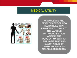 MEDICAL UTILITY KNOWLEDGE AND DEVELOPMENT OF NEW TECHNIQUES THAT PROVIDE SOLUTIONS TO THE VARIOUS PATHOLOGIES THAT ARISE IN THE POPULATION WITH AN EMPHASIS THAT HAS MAJOR AREAS OF MEDICINE SUCH AS MOLECULAR BIOLOGY   