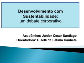 Acadêmico: Júnior Cesar Santiago 
Orientadora: Giselli de Fátima Canhete 
 