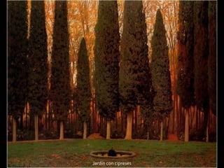 Jardín con cipreses
 
