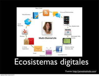 Ecosistemas digitales
                                     Fuente: http://jameskaskade.com/
jueves 29 de marzo de 12
 