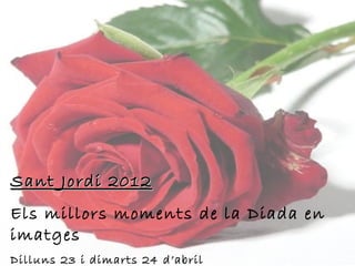 Sant Jordi 2012
Els millors moments de la Diada en
imatges
Dilluns 23 i dimarts 24 d’abril
 