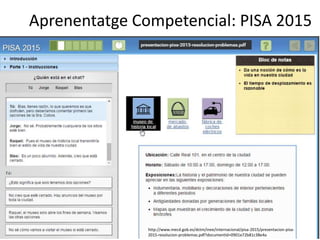 Aprenentatge Competencial: PISA 2015
http://www.mecd.gob.es/dctm/inee/internacional/pisa-2015/presentacion-pisa-
2015-resolucion-problemas.pdf?documentId=0901e72b81c38e4a
 