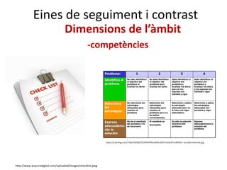Eines de seguiment i contrast
http://www.acquiredigital.com/uploaded/images/checklist.jpeg
Dimensions de l’àmbit
-competències
 