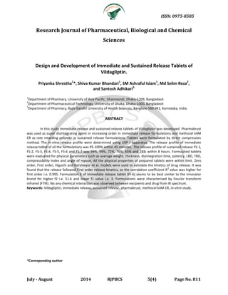 Design and Development of Immediate and Sustained Release Tablets of ...
