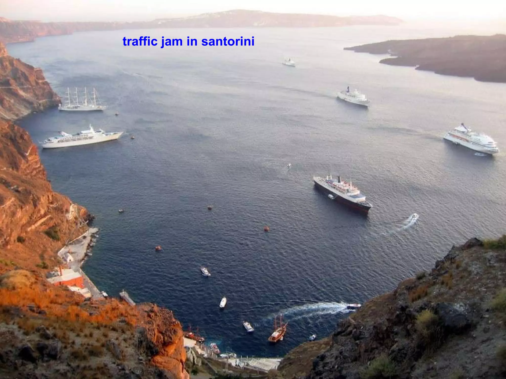 traffic jam in santorini   