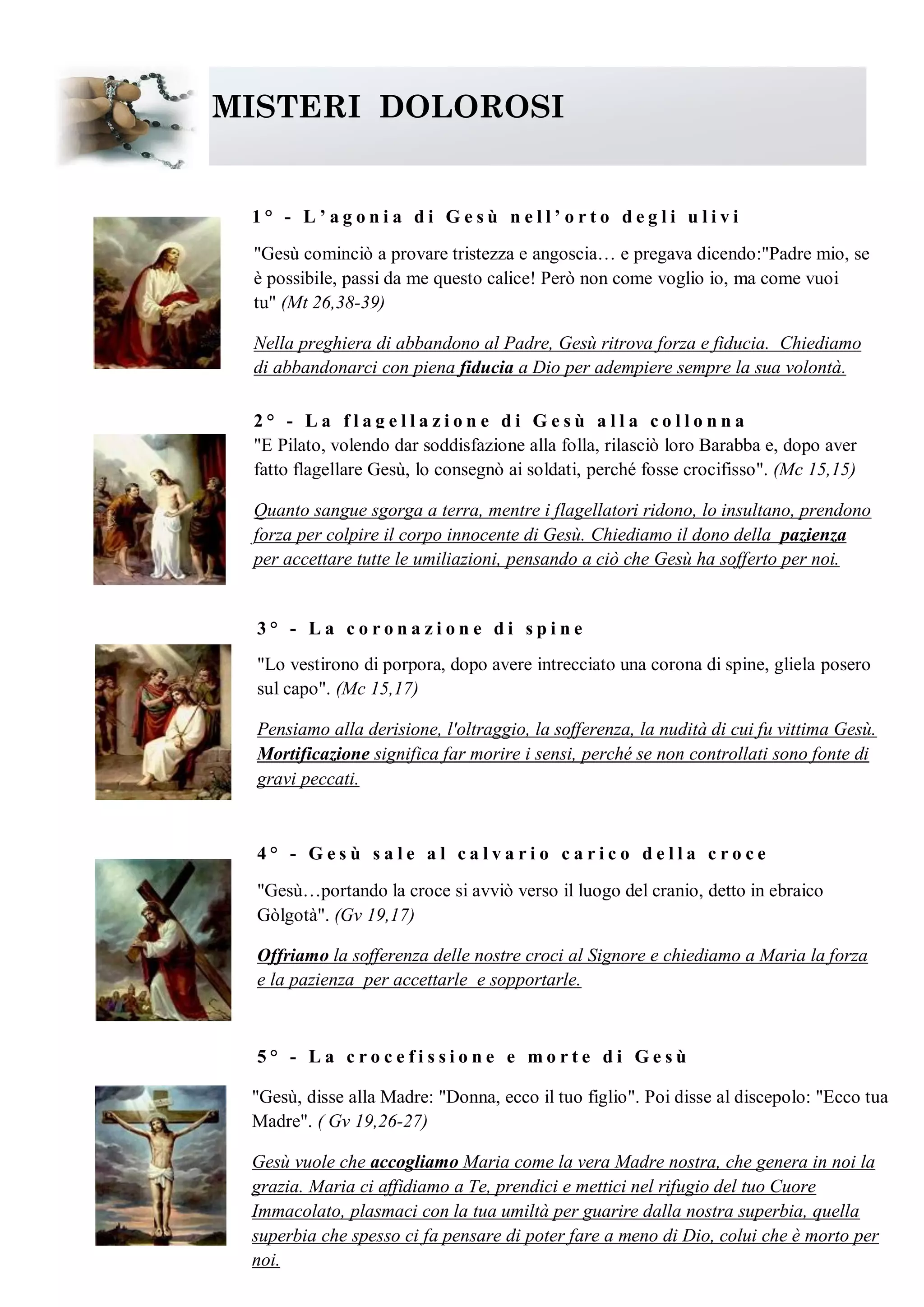 rosario meditato con breve riflessioni