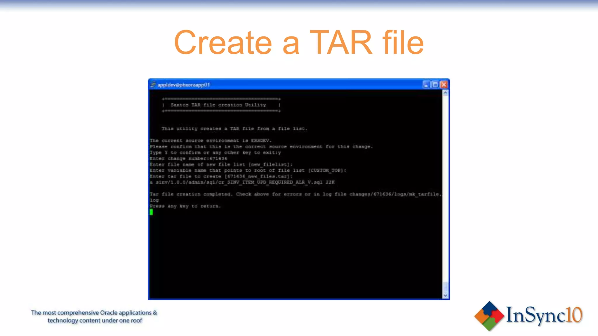 Create a TAR file
 
