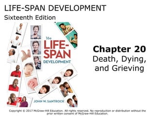LIFE-SPAN DEVELOPMENT
Sixteenth Edition
Chapter 20
Death, Dying,
and Grieving
Copyright © 2017 McGraw-Hill Education. All rights reserved. No reproduction or distribution without the
prior written consent of McGraw-Hill Education.
 