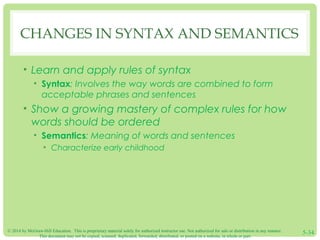 CHANGES IN SYNTAX AND SEMANTICS 
• Learn and apply rules of syntax 
• Syntax: Involves the way words are combined to form ...