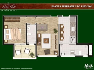 PL AN TA APARTAME N TO TIPO 51m²




Material preliminar de uso interno. Sujeito a alterações.
 