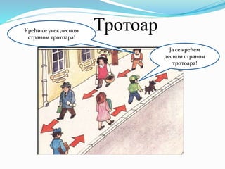 ТротоарКрећи се увек десном
страном тротоара!
Ја се крећем
десном страном
тротоара!
 