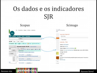 Os dados e os indicadores
SJR
Scopus

Acesso via:

Scimago

Acesso livre!

 