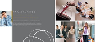 F A C I L I D A D E S
S E r E x C L u S I v o é C o n tA r

C o m FA C I L I D A D E S S ó pA r A v o C ê .

o espaço corporativo conta com a facilidade de ter ao seu redor uma imensa gama
de comércio e serviços, como agências bancárias, drogarias, academias e supermercado
24h, além de estar localizado em frente ao São Conrado Fashion mall. o shopping é um
dos mais influentes do rio de Janeiro, reunindo grandes marcas nacionais e internacionais,
além da melhor gastronomia contemporânea.
 