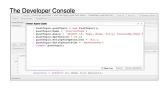 The Developer Console
 