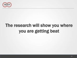 The research will show you where you are getting beat,[object Object],29,[object Object]