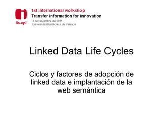 Linked Data Life Cycles Ciclos y factores de adopción de linked data e implantación de la web semántica 