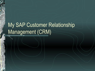My SAP Customer Relationship Management (CRM) 