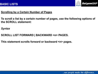 Scroll Forward SAP-ABAP-List-Processing.ppt