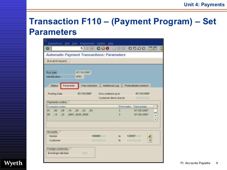 F110 transaction in sap