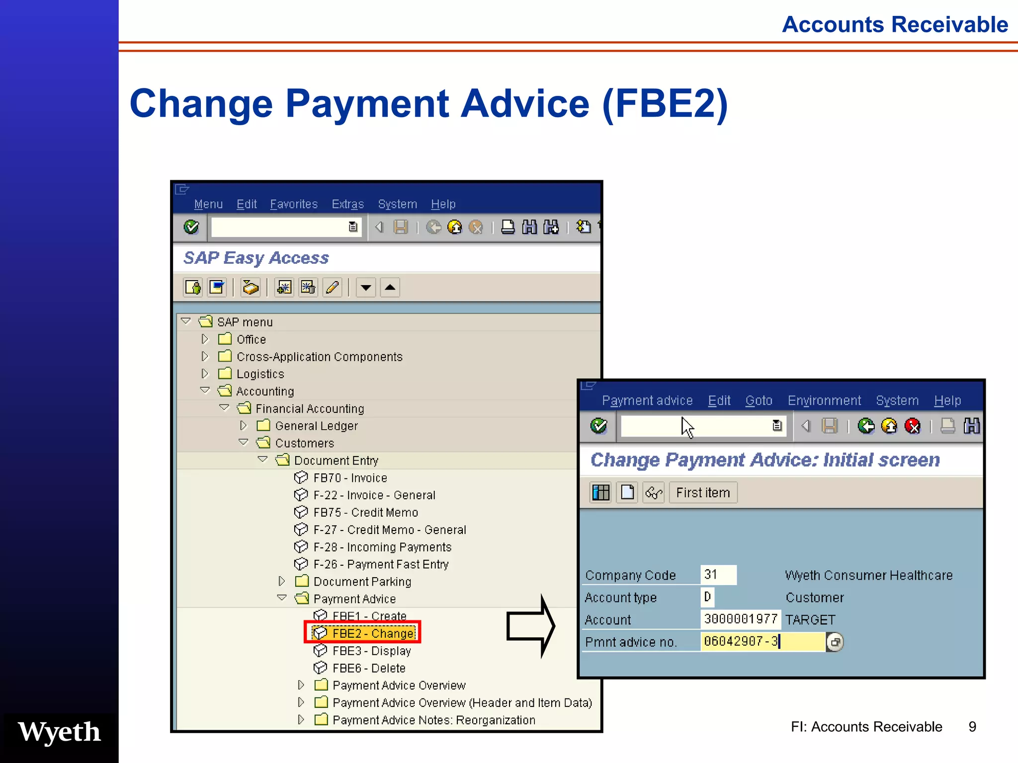 Change Payment Advice (FBE2) 