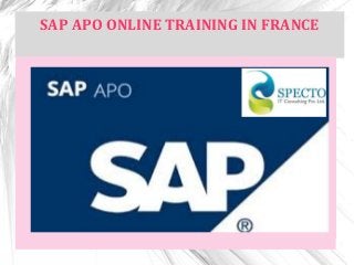 SAP APO ONLINE TRAINING IN AUSTRALIASAP APO ONLINE TRAINING IN FRANCE
 