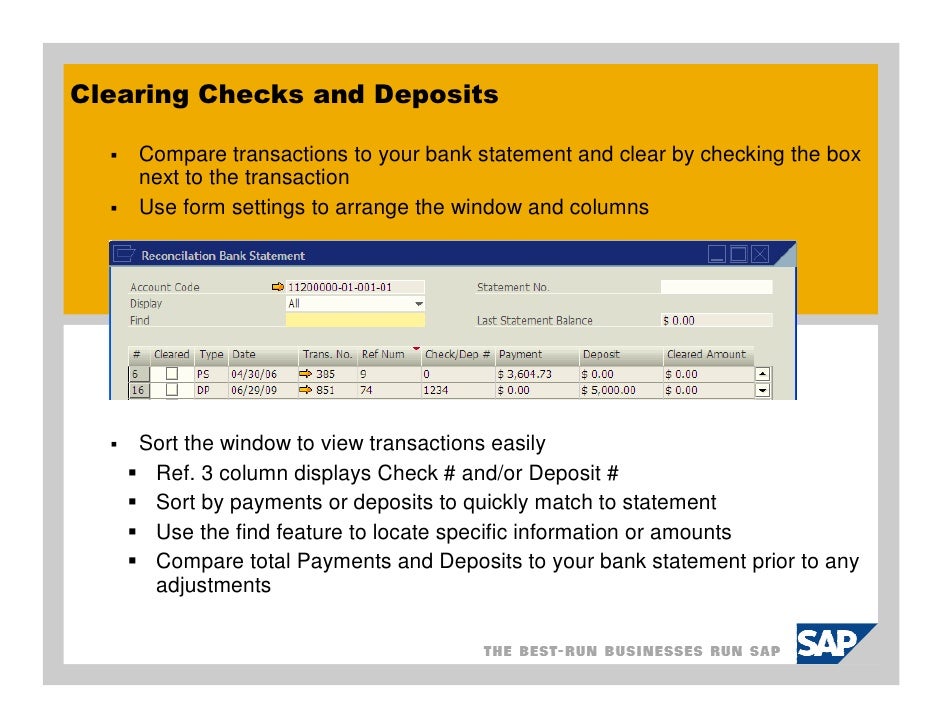 sap business one bank reconciliation