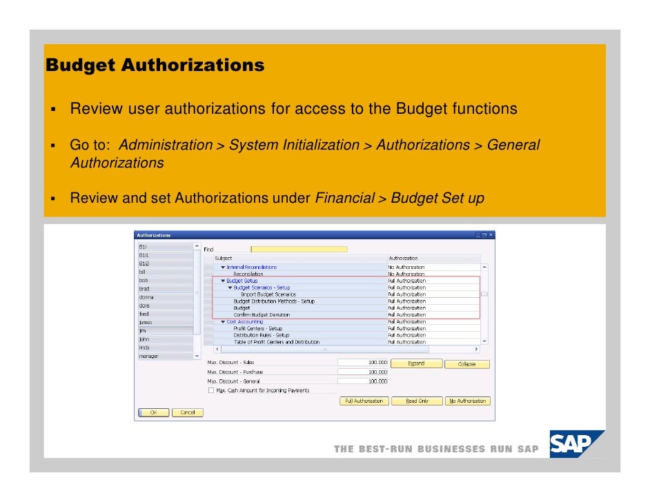 sap business one budgets