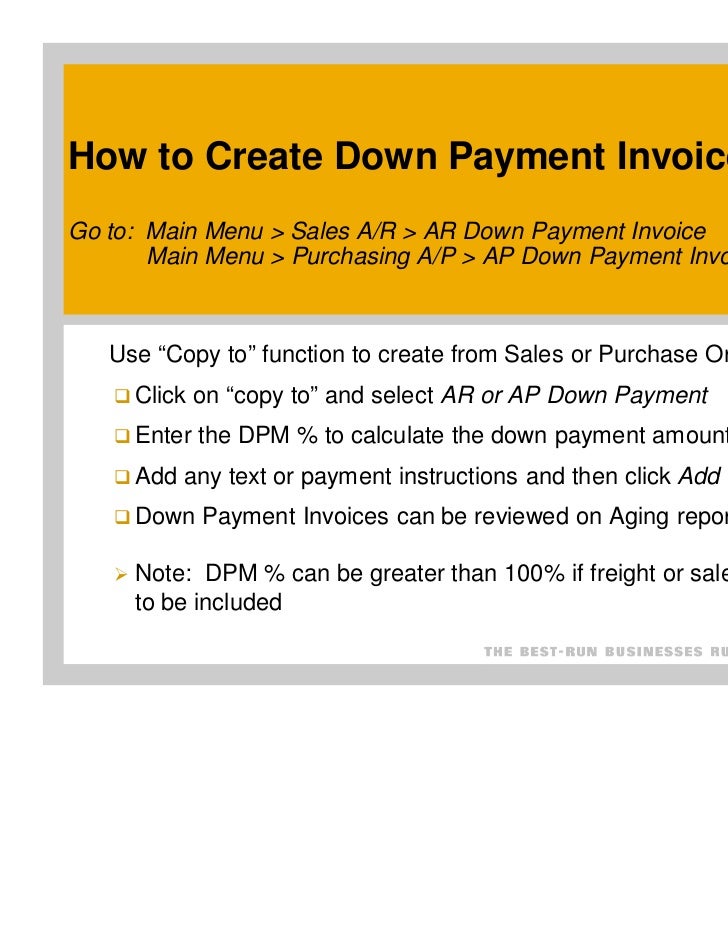 Sap business-one-down-payment-invoices-setup-and-processing