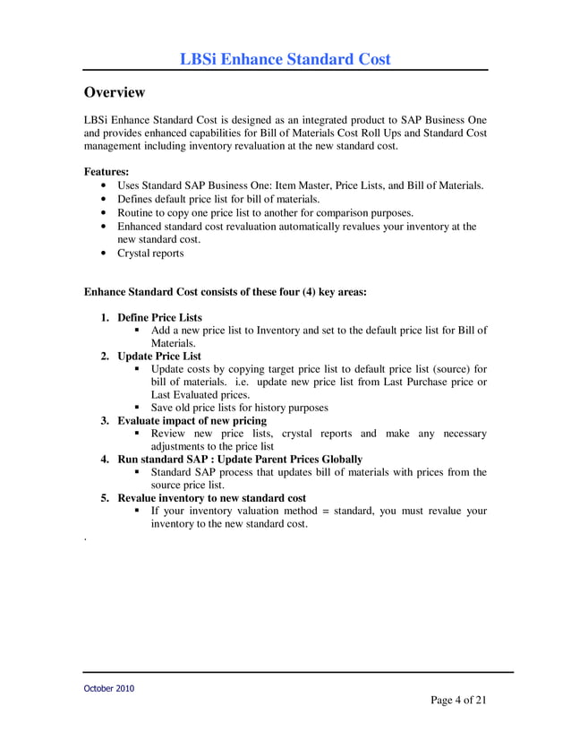 Sap businessonestandardcostrollupguide PDF