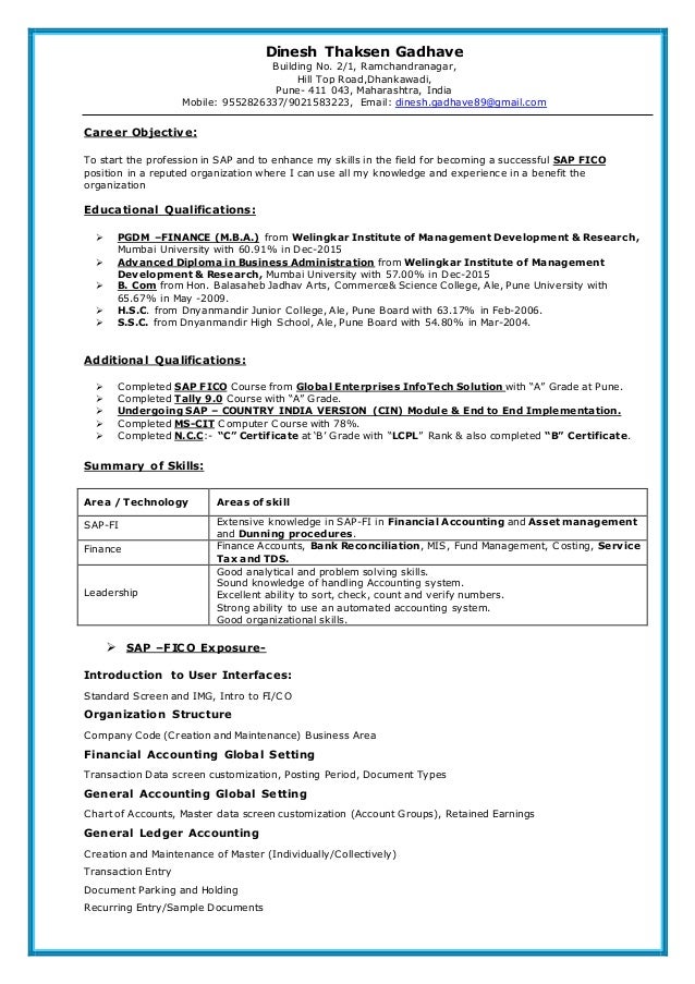 Sap dinesh resume