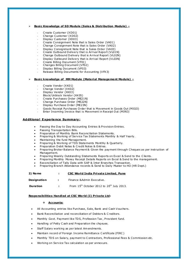 SAP SD Consultant Resume Sample | MintResume sap sales and distribution module resume