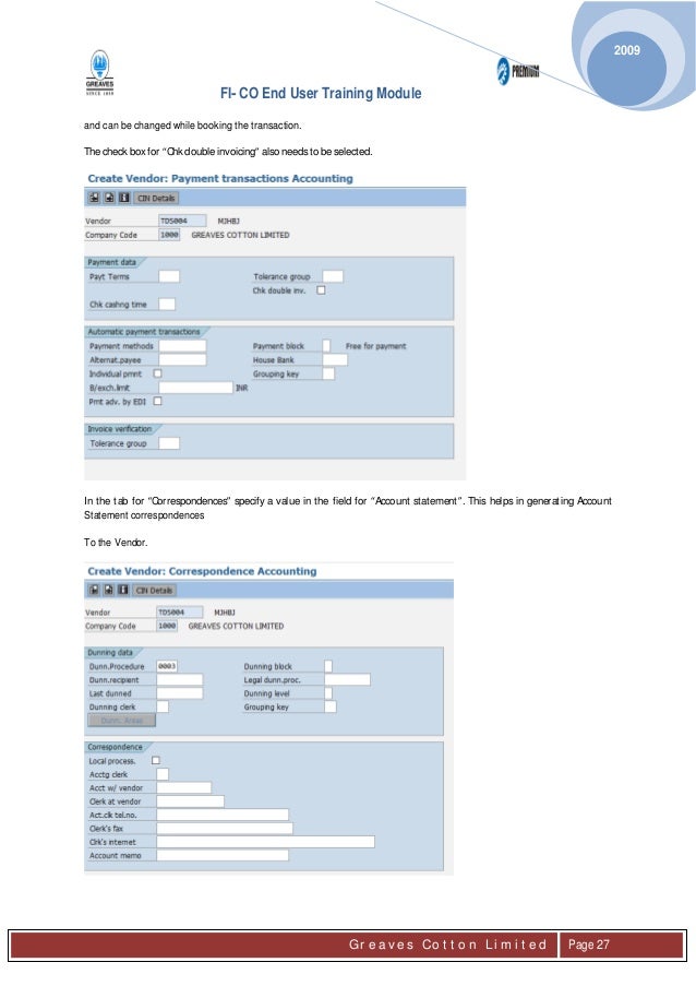 Sap Fico End User Training Manual Sap Fico End User Training Manual