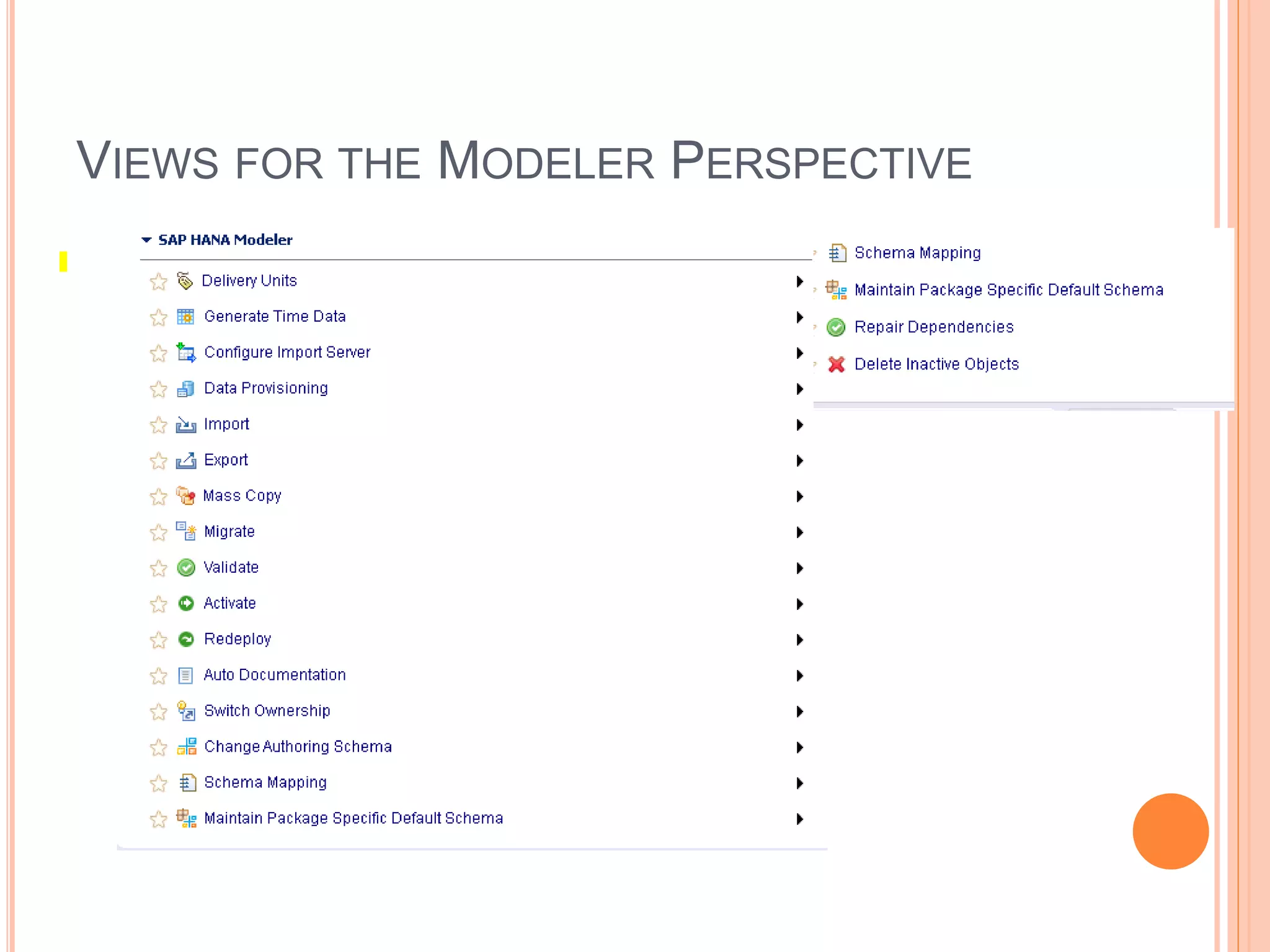 VIEWS FOR THE MODELER PERSPECTIVE
 