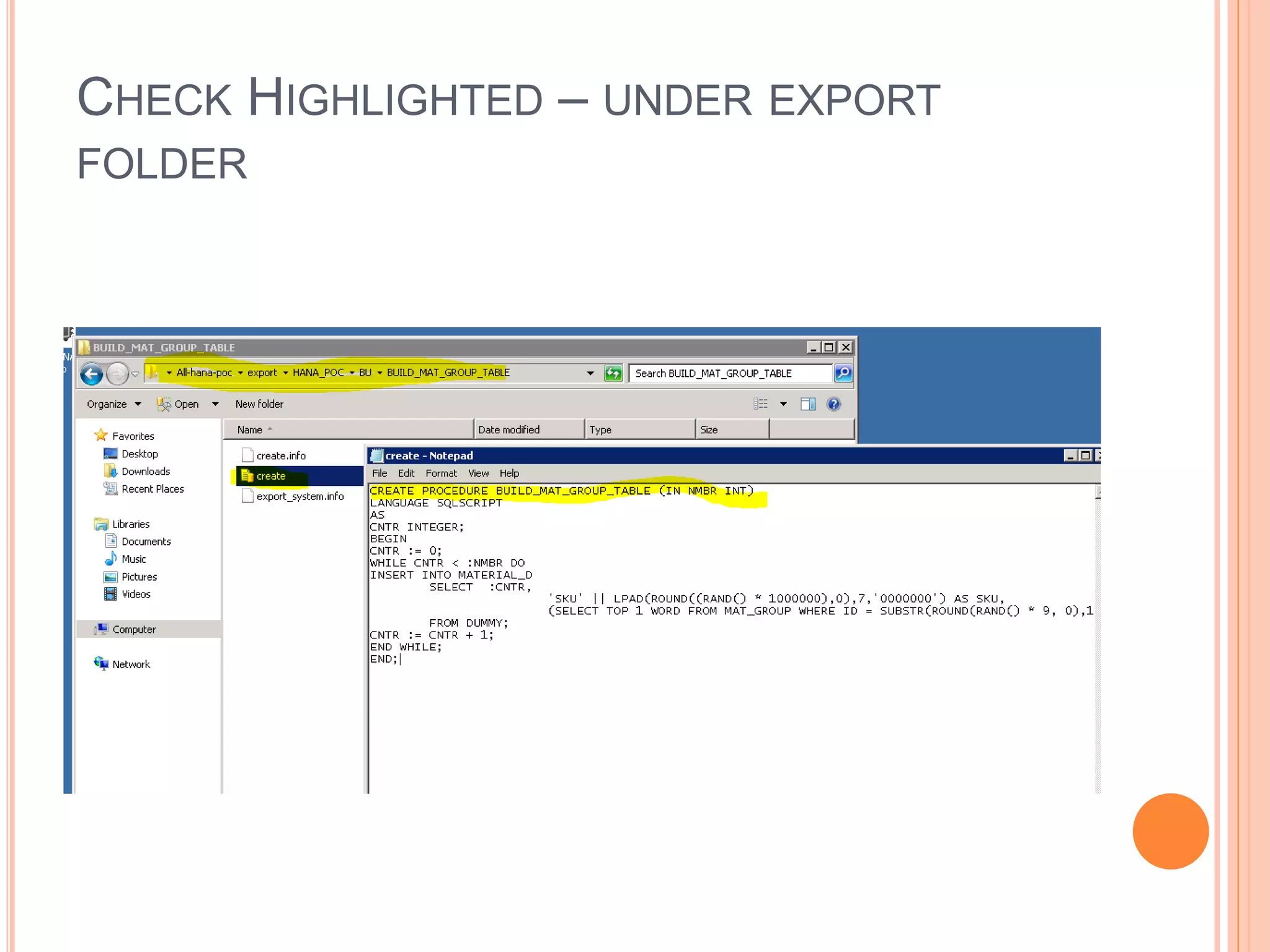 CHECK HIGHLIGHTED – UNDER EXPORT
FOLDER
 