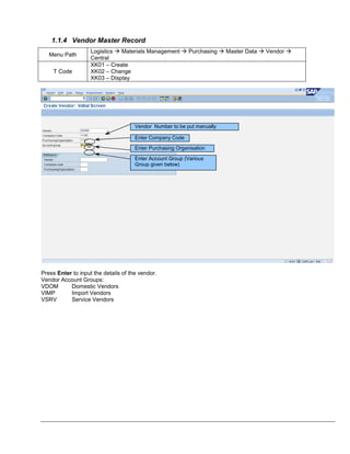 Xk01 Tcode In Sap Sap mm-end-user-manual | PDF