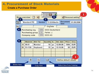 4. Procurement of Stock Materials
74
Create a Purchase Order
 