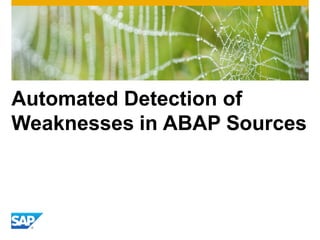 Automated Detection of 
Weaknesses in ABAP Sources 
 