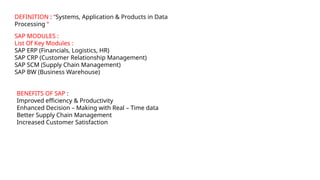 SAP basics with Screenshots and basic knowledge | PPTX