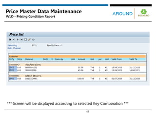 41
Price Master Data Maintenance
V/LD - Pricing Condition Report
*** Screen will be displayed according to selected Key Combination ***
 