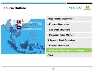 Course Outline
46
- Process Overview
Price Master Overview
- Maintain Shipment Cost Master
Shipment Cost Overview
- Process Overview
- Key Data Structure
- Maintain Price Master
Q&A
 